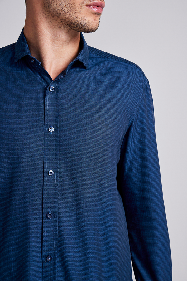 Camisa Lisa Comfort - Azul Marinho