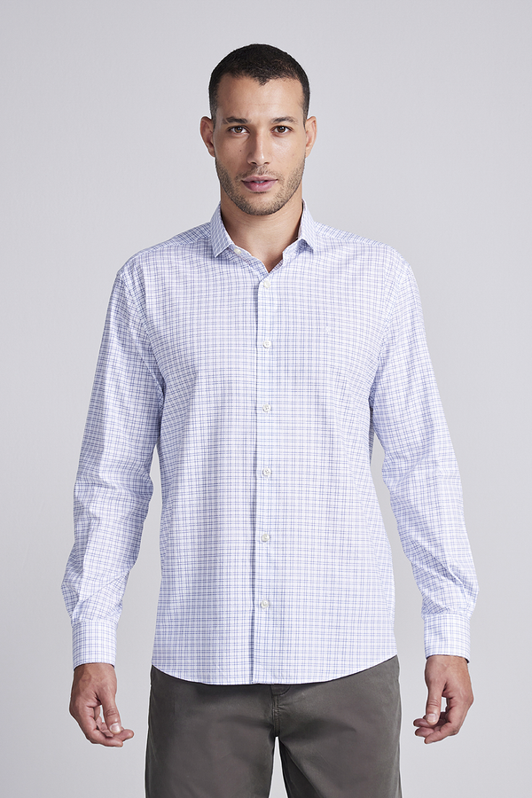 Camisa Algodão Egípcio Comfort Listrada - Branco