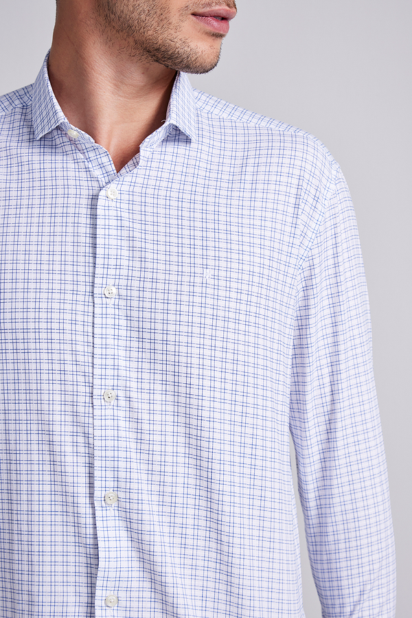 Camisa Algodão Egípcio Comfort Listrada - Branco