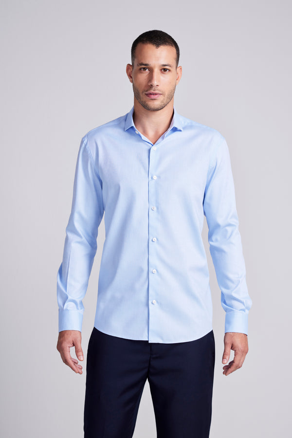 Camisa Lisa Algodão Pima Comfort - Azul Bebe