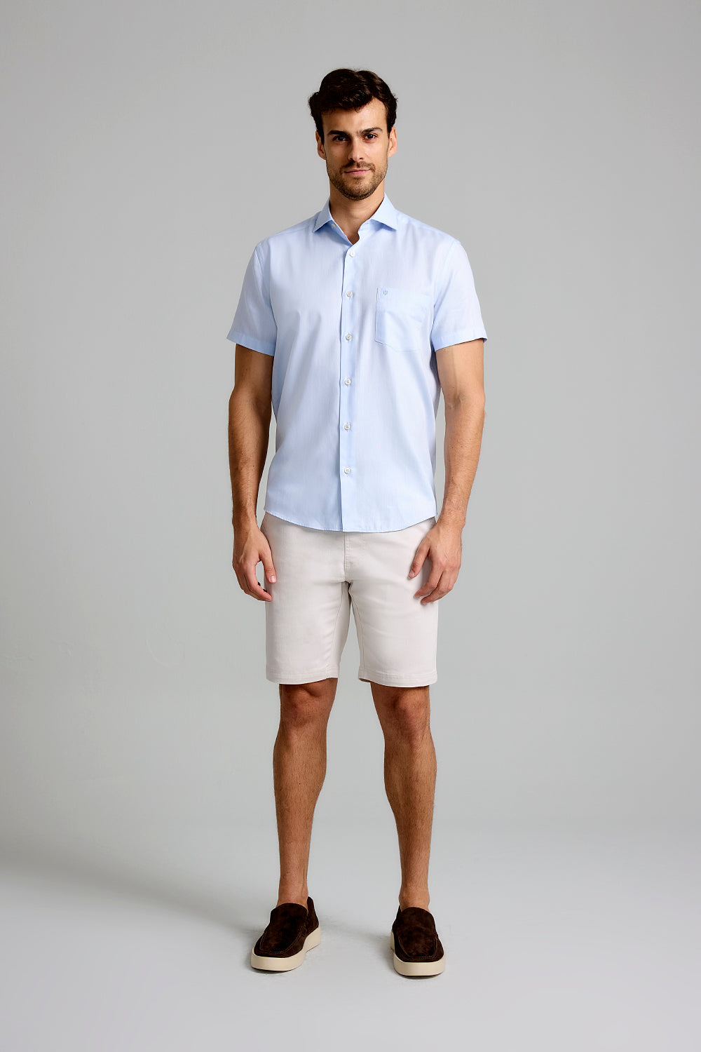 Camisa Manga Curta com Bolso Algodão Egípcio Comfort