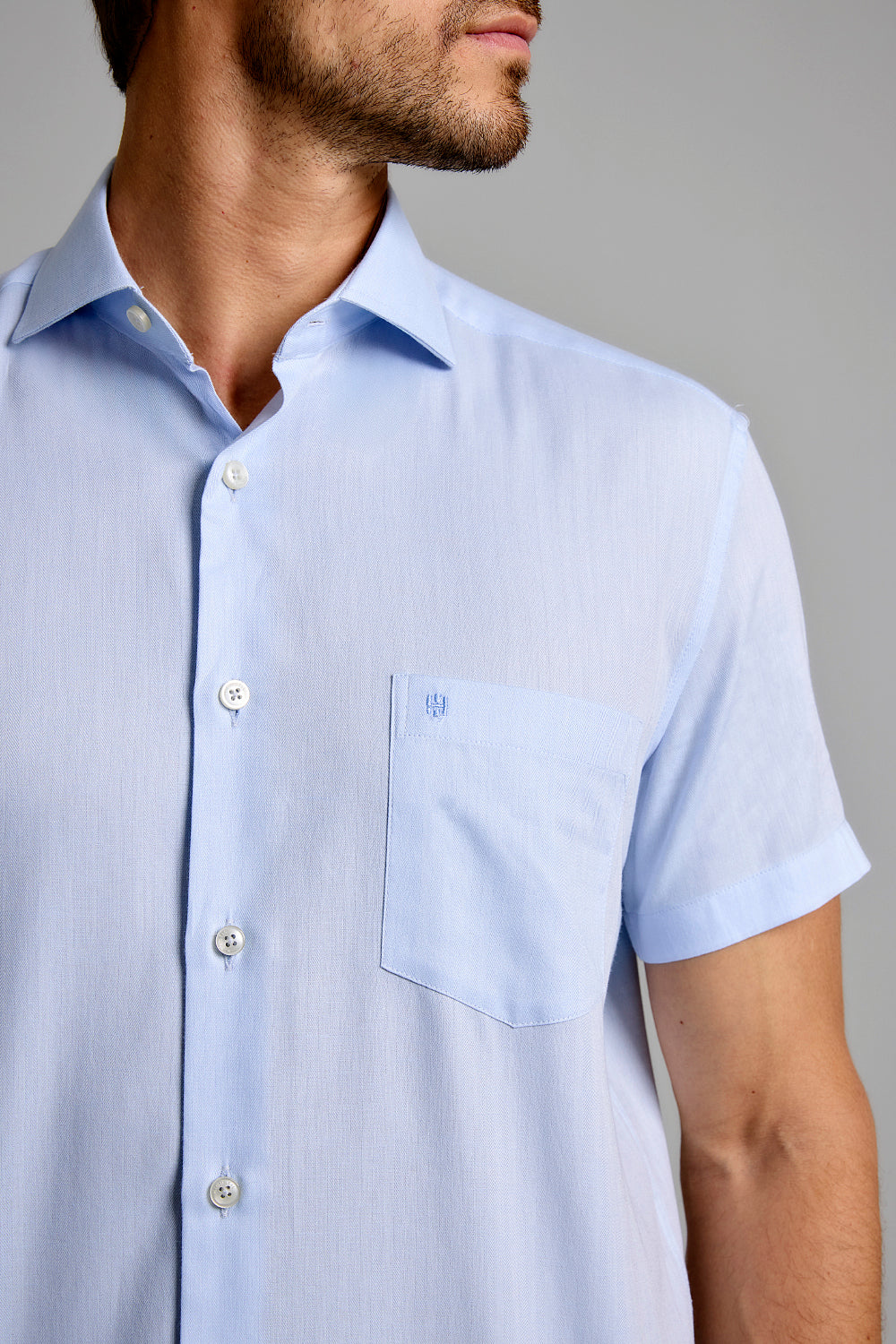 Camisa Manga Curta com Bolso Algodão Egípcio Comfort
