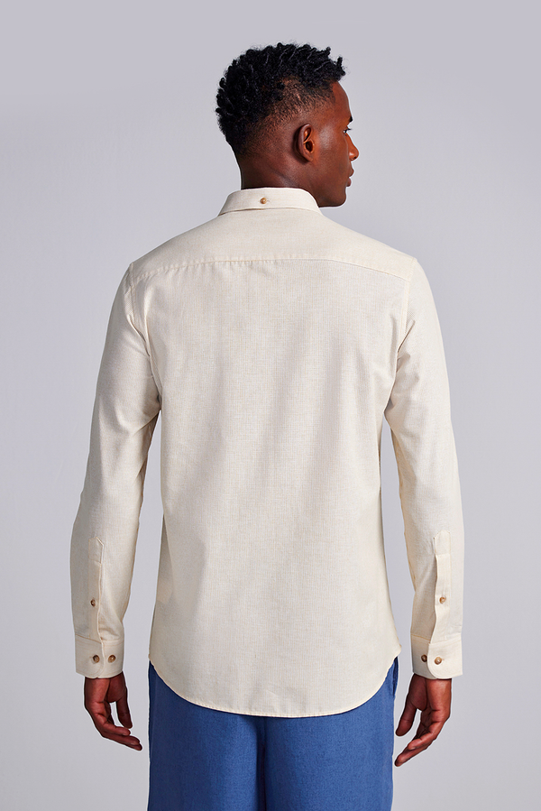 Camisa com Bolso Comfort Listrada - Amarelo