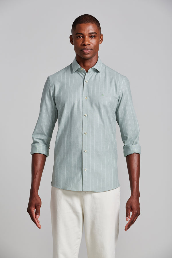 Camisa Slim Fit Listrada - Verde