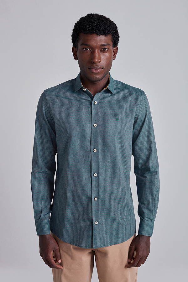 Camisa Comfort Listrada - Azul