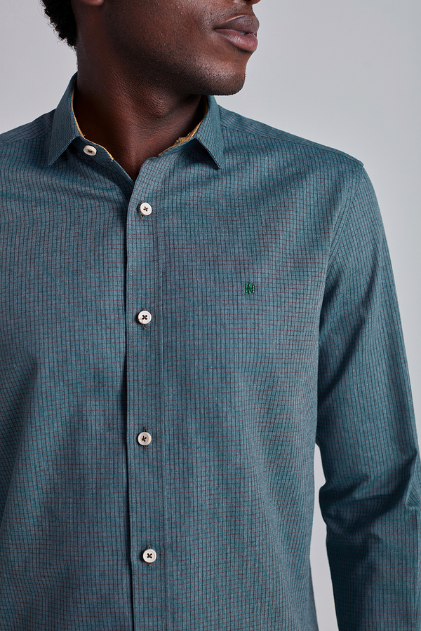 Camisa Comfort Listrada - Azul