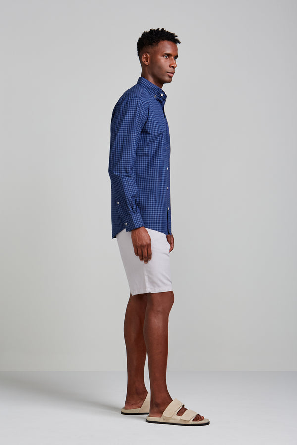 Camisa Jeans Comfort Listrada - Azul Marinho