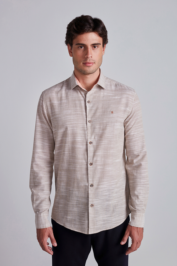 Camisa Lisa Slim Fit - Khaki