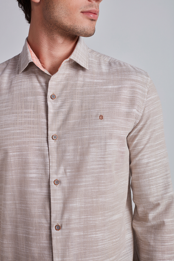 Camisa Lisa Slim Fit - Khaki