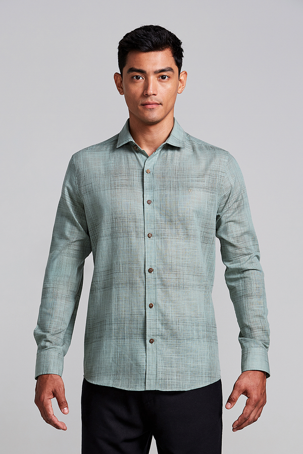 Camisa Slub Slim Fit - Verde
