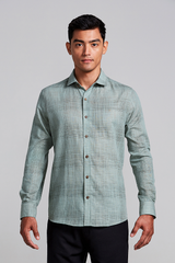 Camisa Slub Slim Fit - Verde
