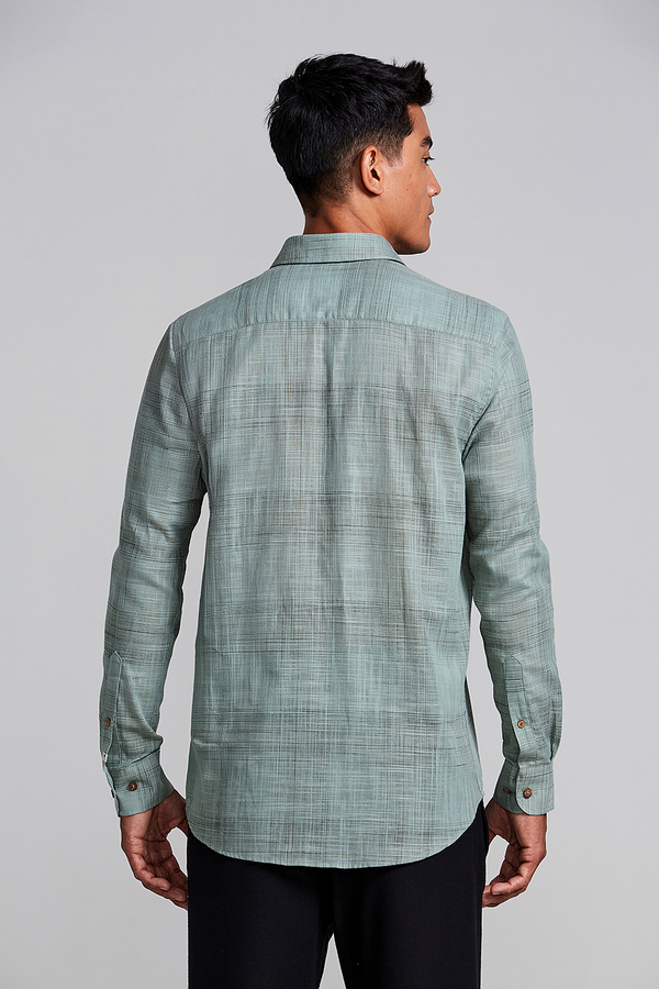 Camisa Slub Slim Fit - Verde