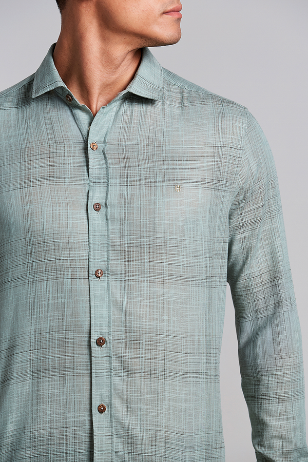 Camisa Slub Slim Fit - Verde
