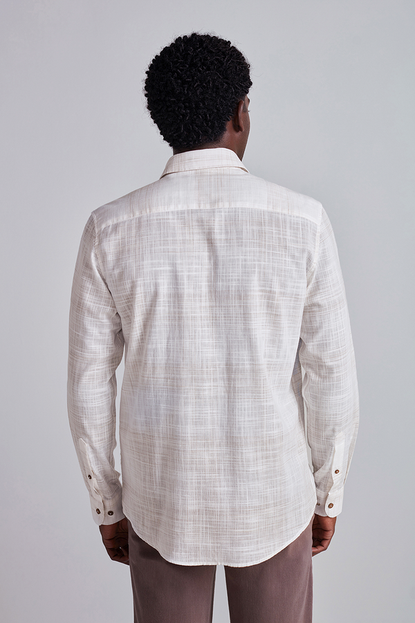 Camisa Slub Slim Fit - Bege
