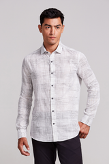 Camisa Slim Fit Listrada - Branco