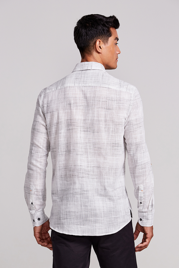 Camisa Slim Fit Listrada - Branco