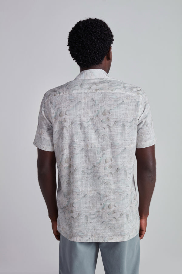 Camisa Manga Curta Estampada Comfort - Bege Areia