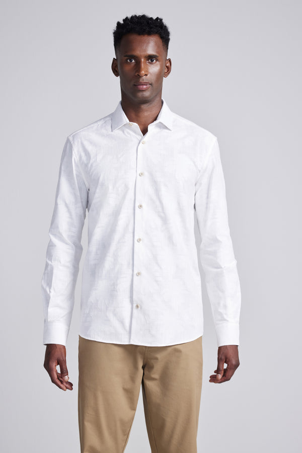 Camisa Estampada Jacquard Comfort - Branco