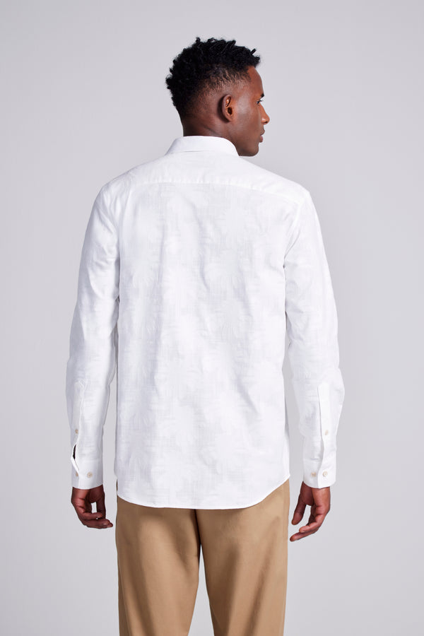 Camisa Estampada Jacquard Comfort - Branco