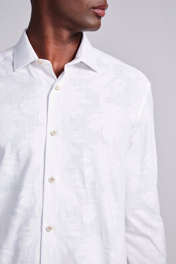 Camisa Estampada Jacquard Comfort - Branco