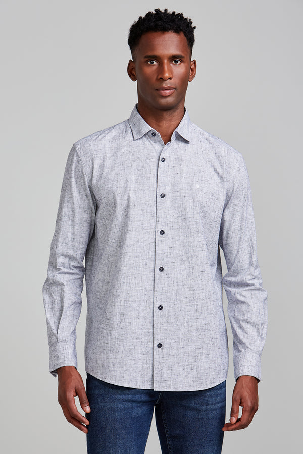 Camisa Lisa Slub Comfort - Azul