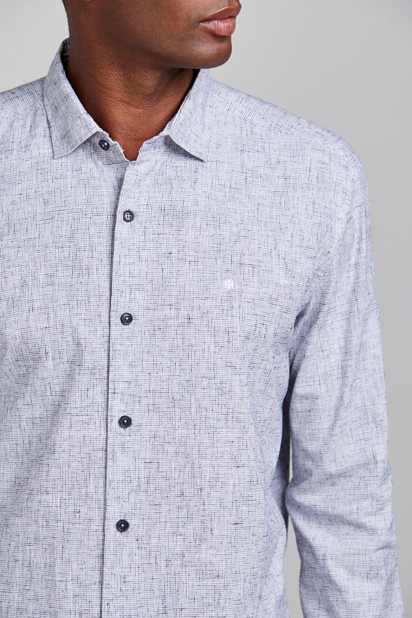 Camisa Lisa Slub Comfort - Azul