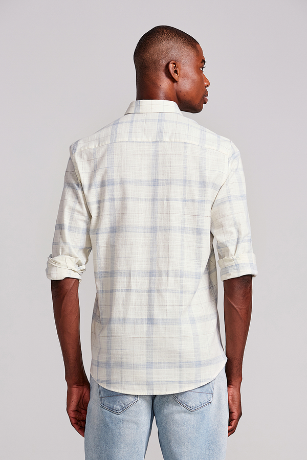 Camisa Slim Fit Listrada - Bege