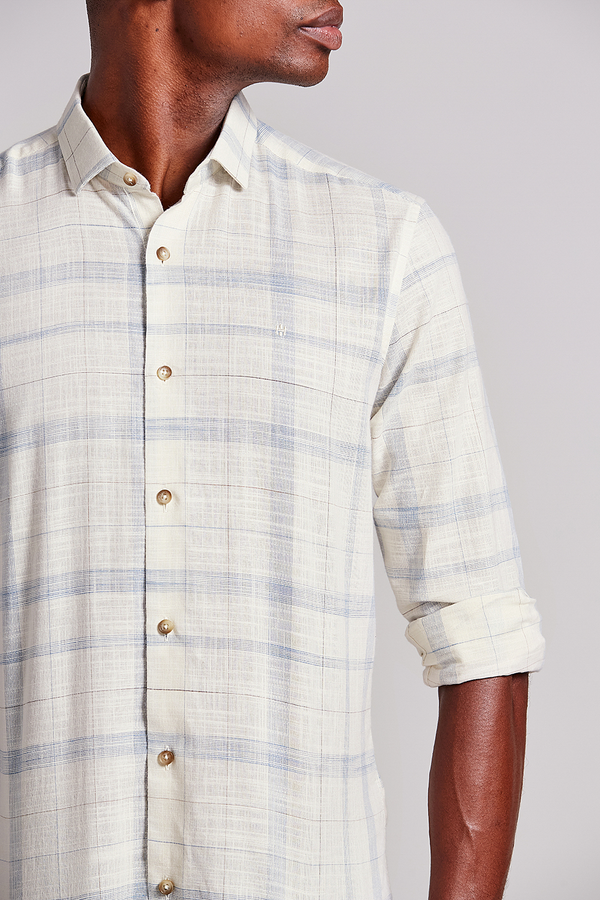 Camisa Slim Fit Listrada - Bege