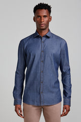 Camisa em Algodão Pima Jeans Comfort - Lavagem Escura