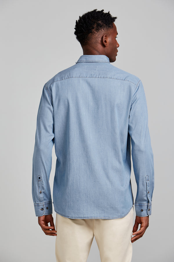 Camisa em Algodão Pima Jeans Comfort - Lavagem Media