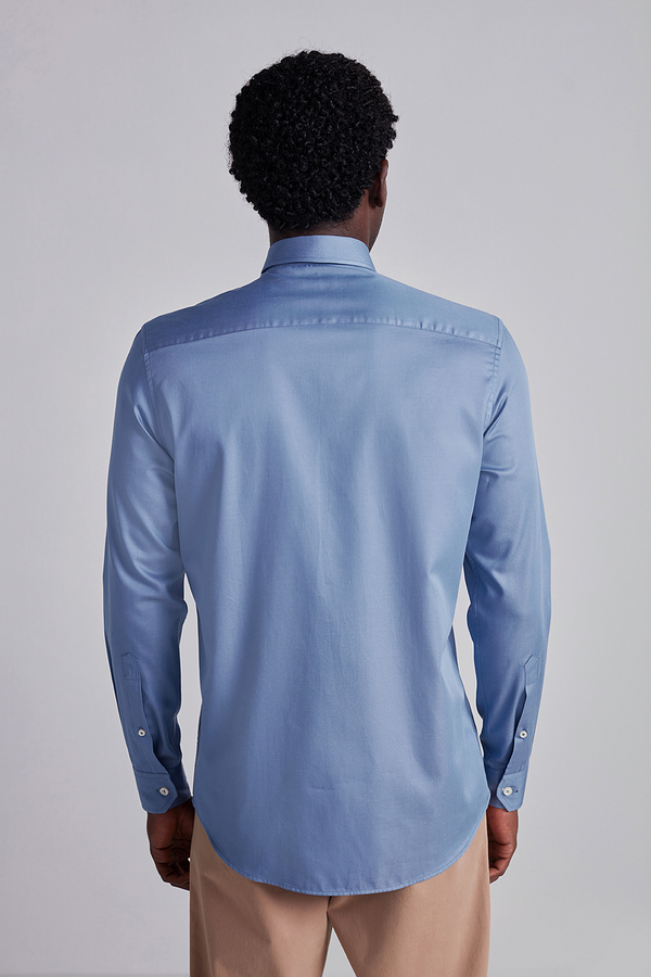 Camisa Lisa Linho Comfort - Azul