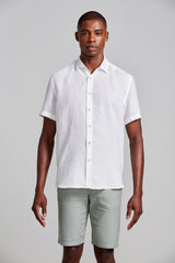 Camisa Manga Curta Lisa Linho Comfort - Branco
