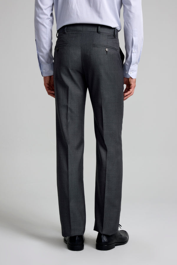 Calça Alfaiataria Lã 120 Liso Slim Fit - Cinza Chumbo