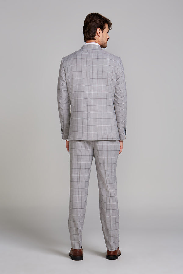 Terno Slim Fit PV Xadrez - Cinza