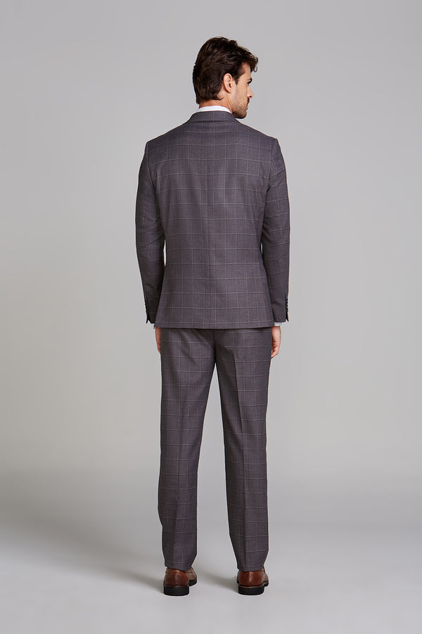 Terno Slim Fit PV Xadrez - Cinza Chumbo
