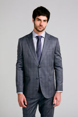 Terno Slim Fit Lã Xadrez - Azul