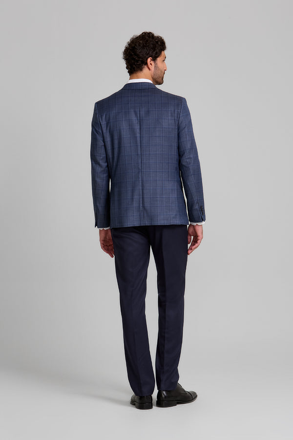 Blazer Slim fit Lã Super 120 Premium Xadrez - Azul