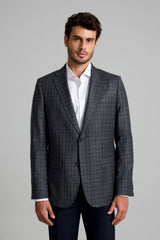 Blazer Xadrez Social Super 120 Slim Fit - Cinza
