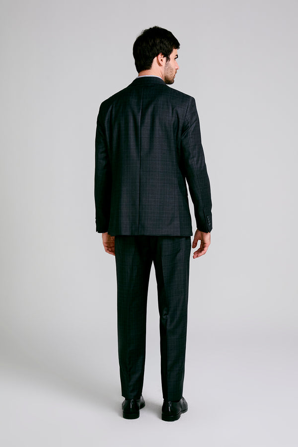 Terno Slim Fit Lã Xadrez - Cinza