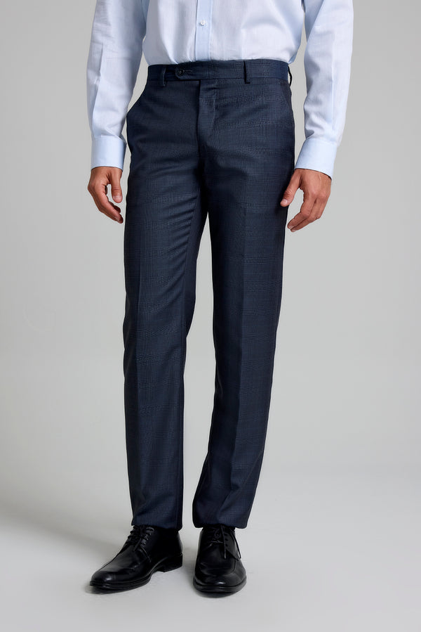 Calça Alfaiataria Principe de Gales Slim Fit - Azul Marinho