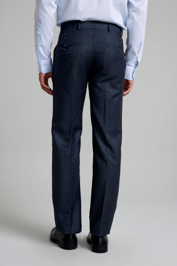 Calça Alfaiataria Principe de Gales Slim Fit - Azul Marinho