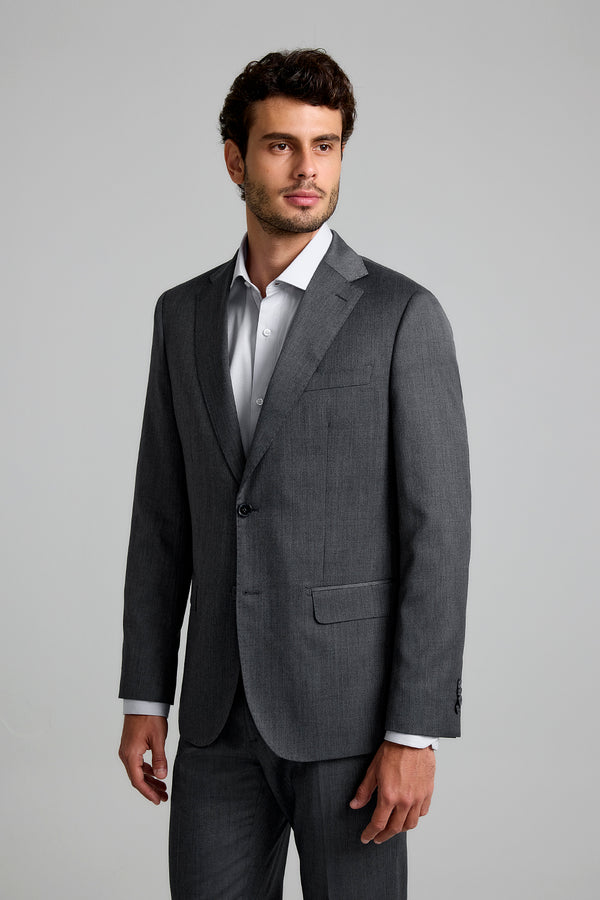 Terno Slim Fit Polilã Premium Liso - Cinza