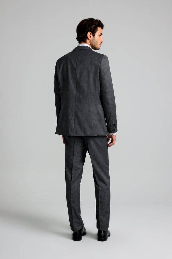 Terno Slim Fit Polilã Premium Liso - Cinza