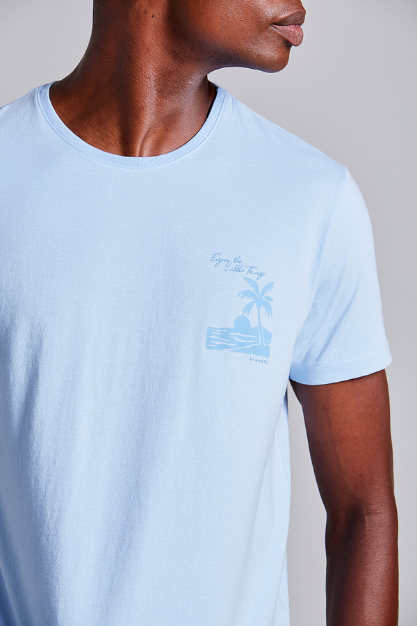 Camiseta Estampada Comfort - Azul