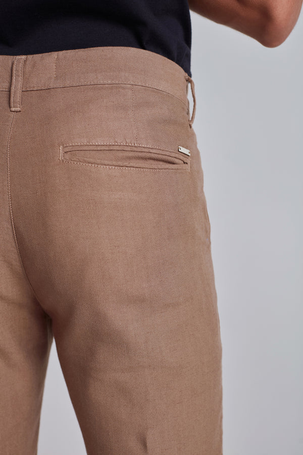 Bermuda Linen Blend Slim Fit - Marrom