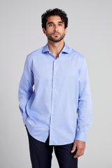 Camisa Social em Algodão Pima Slim Fit - Azul Medio