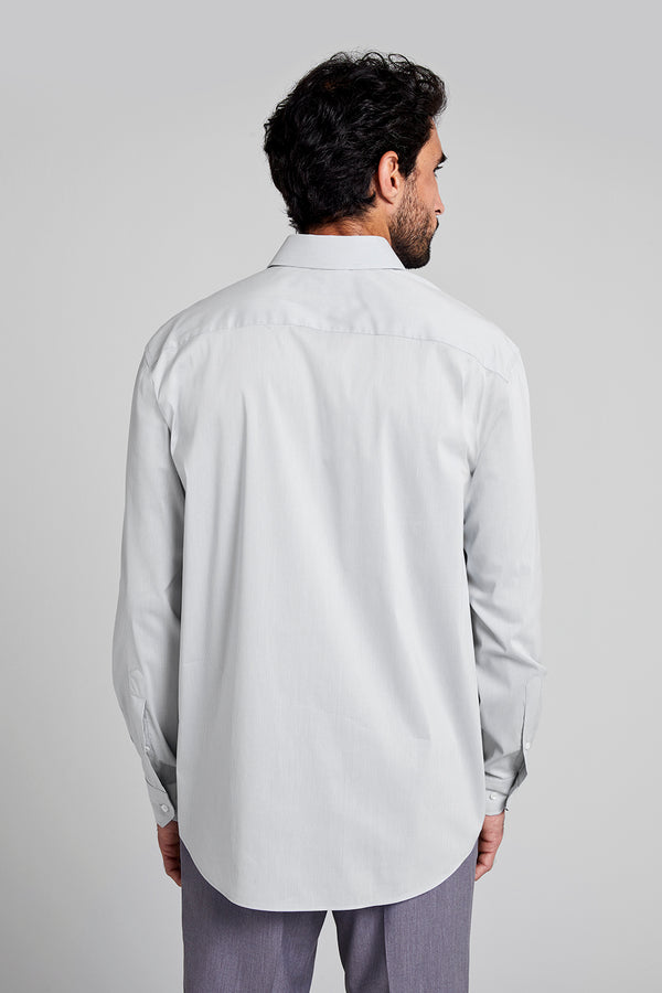 Camisa Social em Algodão Egípcio Listrada Slim Fit - Azul Claro