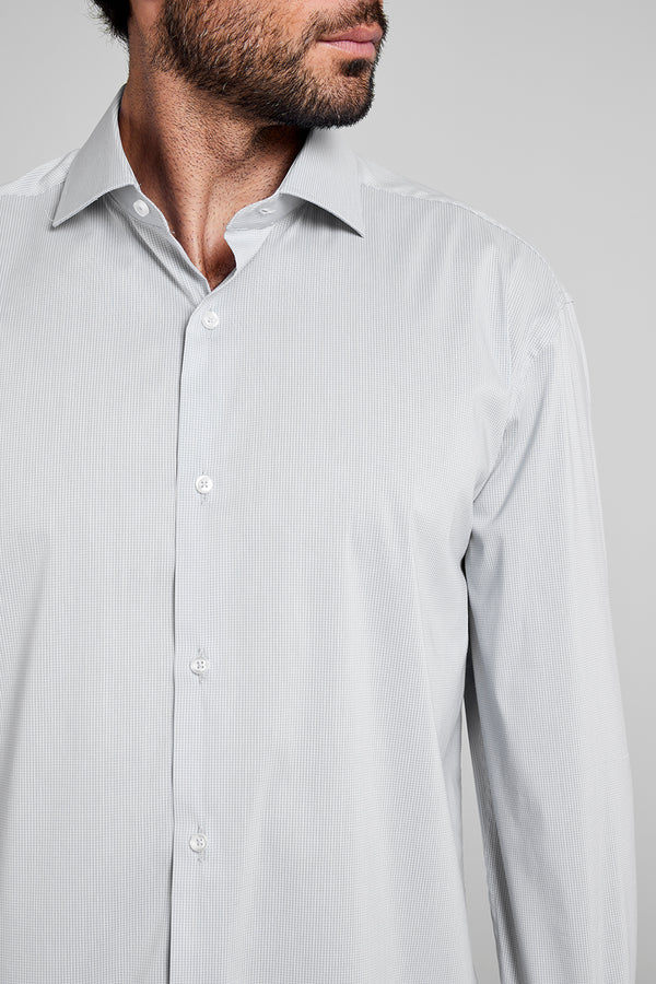 Camisa Social em Algodão Egípcio Listrada Slim Fit - Azul Claro