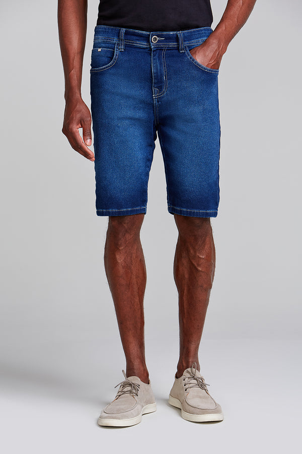 Bermuda Jeans Slim Fit - Preto