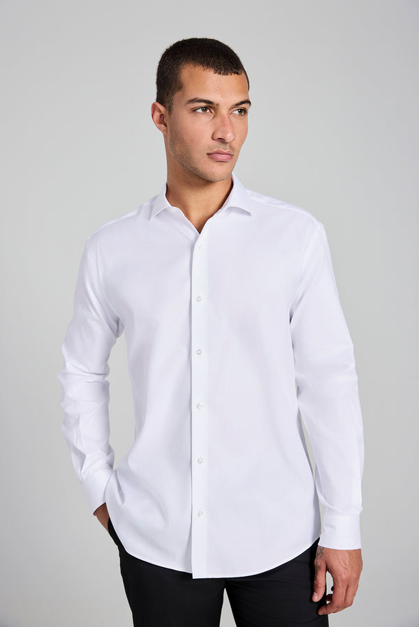 Camisa Social em Algodão Pima Lisa Comfort - Branco